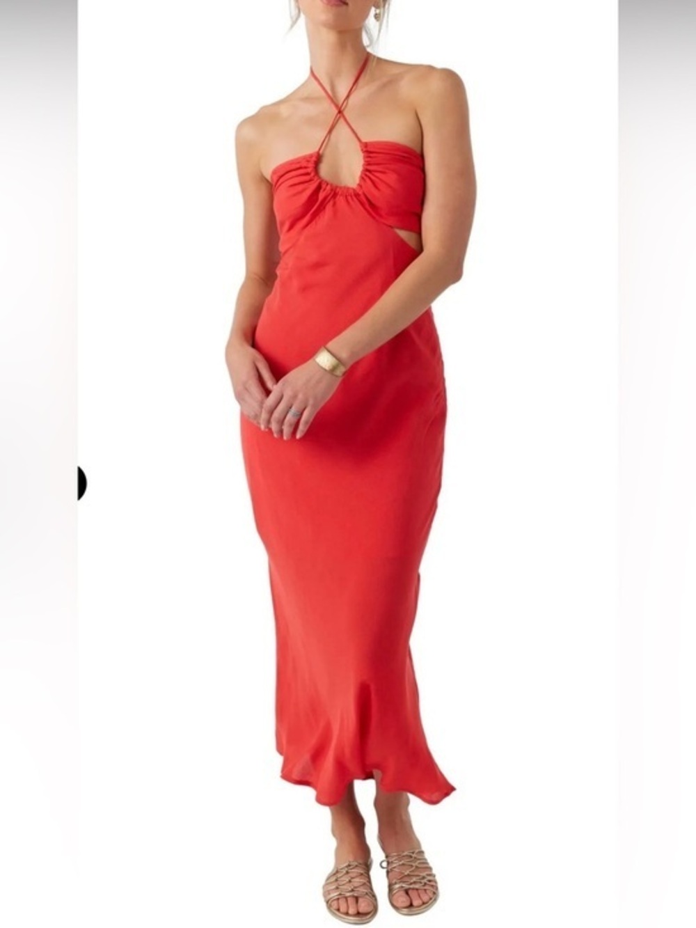 NWOT Oneil Red Halter Cut Out Midi Dress
